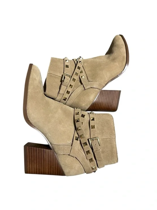 Steve Madden Beige Suede Studded Ankle Boots - Picture 6 of 8